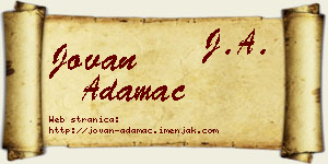 Jovan Adamac vizit kartica